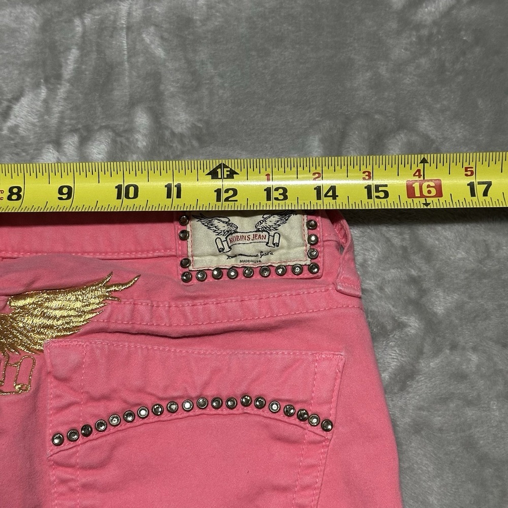 Y2K Robins Marilyn Low Rise Jeans Womens 29 Pink Embroidered Bejeweled Bimbocore - Picture 10 of 14